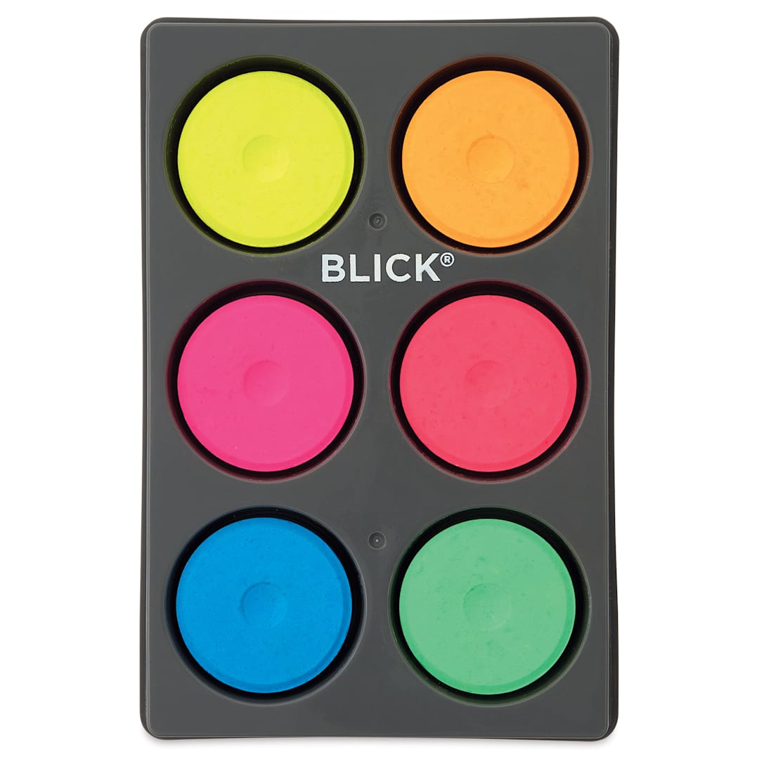Open in modal - Blick Essentials Tempera Cakes - Set of 6, Medium, Fluorescent Colors
