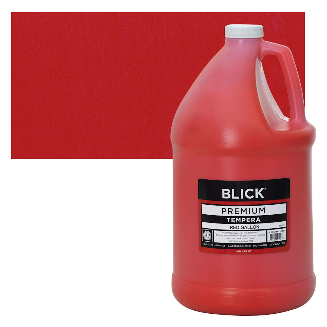 Open in modal - Blick Premium Grade Tempera - Red, Gallon and swatch
