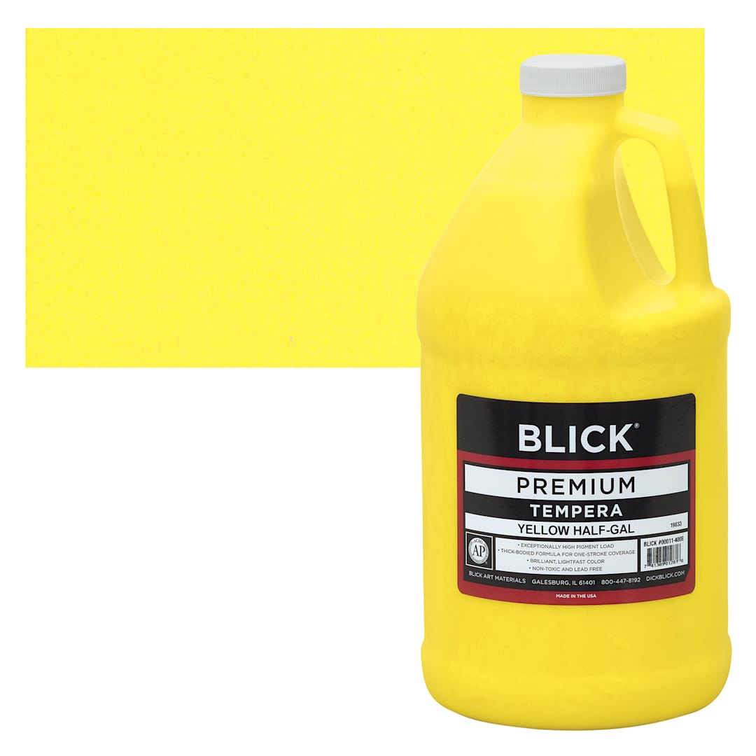 Open in modal - Blick Premium Grade Tempera - Yellow, Half Gallon and swatch