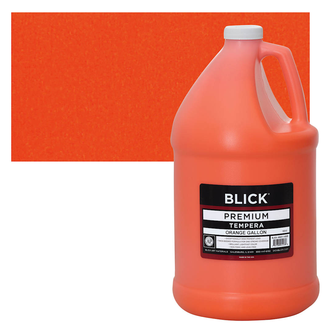 Open in modal - Blick Premium Grade Tempera - Orange, Gallon and swatch