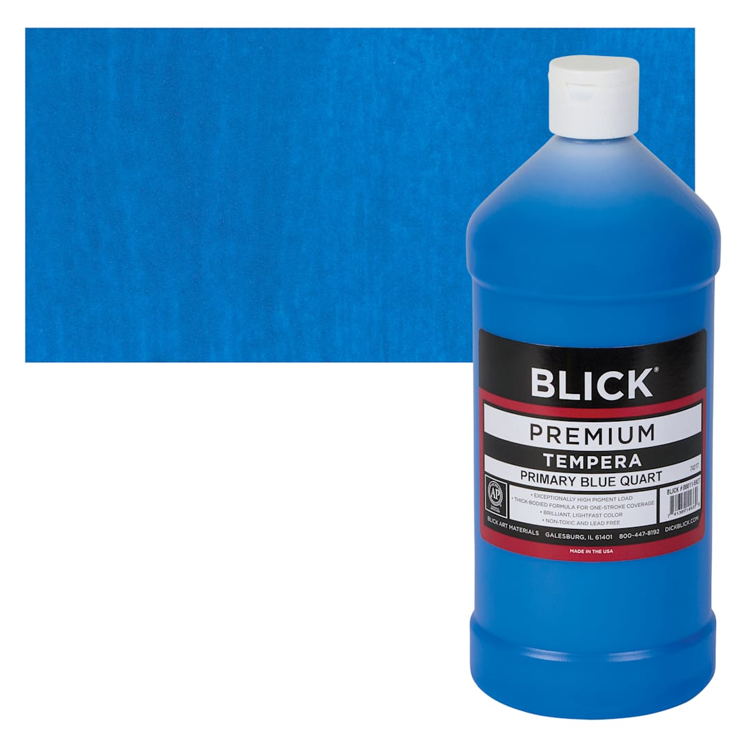 Open in modal - Blick Premium Grade Tempera - Primary Blue, Quart and swatch