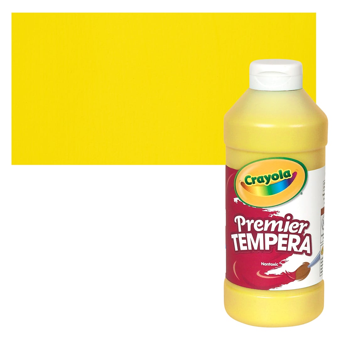 Open in modal - Crayola Premier Tempera - Yellow, 16 oz bottle and swatch