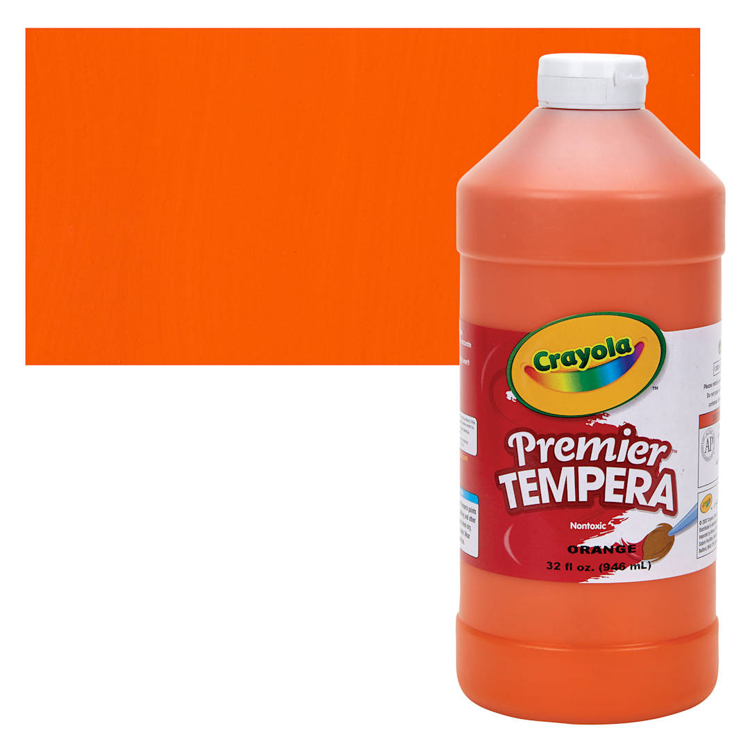 Open in modal - Crayola Premier Tempera - Orange, 32 oz bottle and swatch