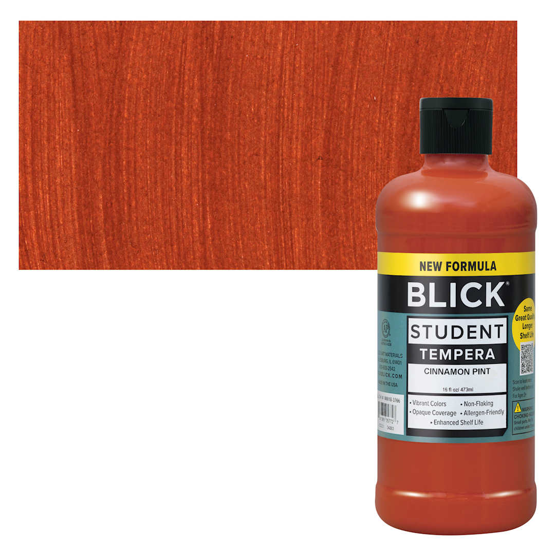 Open in modal - Blick Student Tempera Paint - Cinnamon, 16 oz bottle and swatch