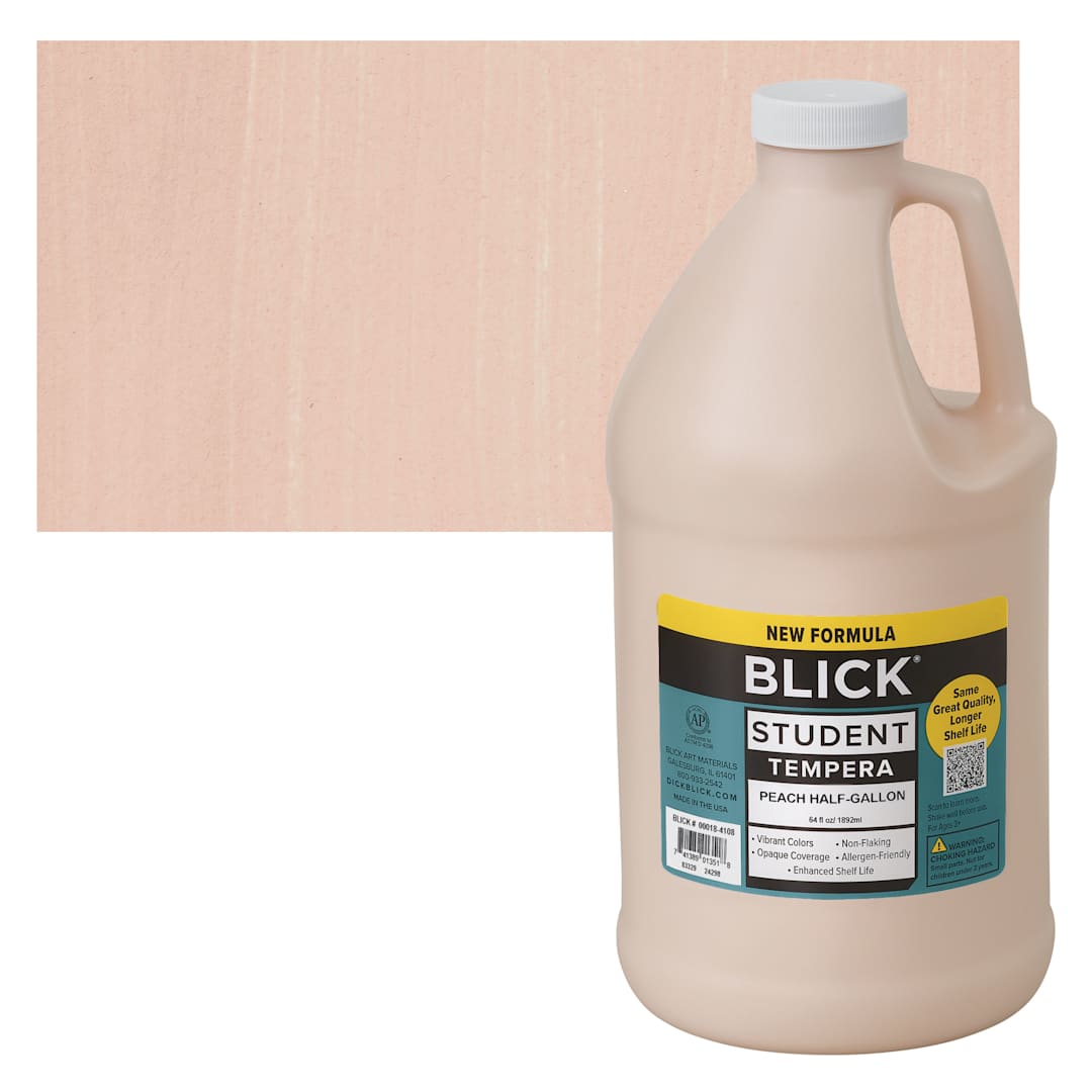 Open in modal - Blick Student Tempera Paint - Peach, 64 oz bottle and swatch