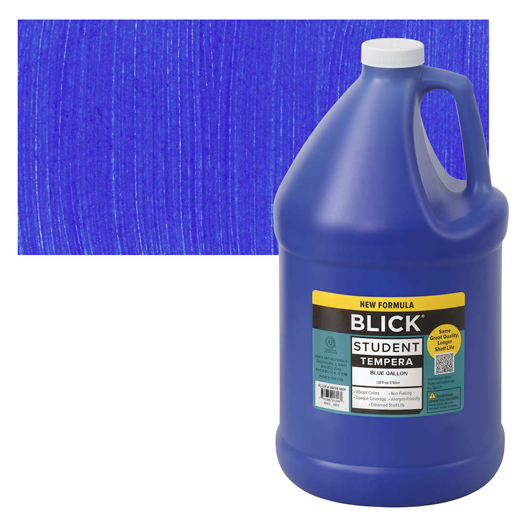 Open in modal - Blick Student Tempera Paint - Blue, 128 oz bottle and swatch