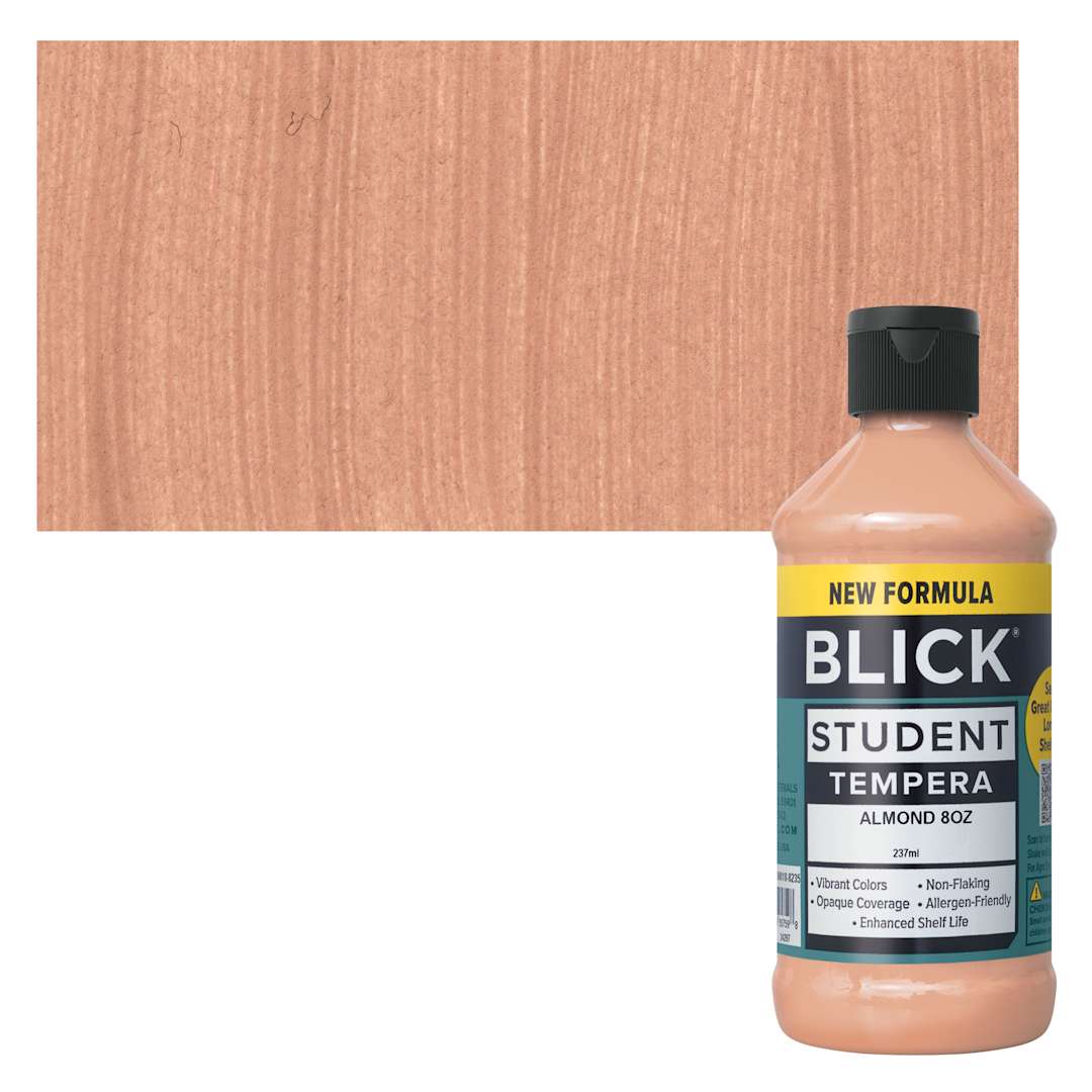 Open in modal - Blick Student Tempera Paint - Almond, 8 oz bottle and swatch