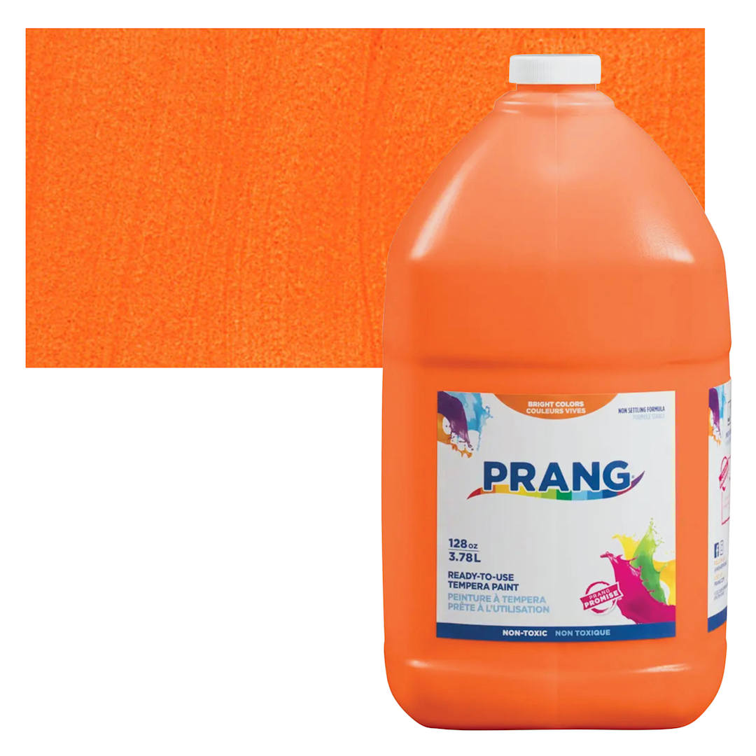 Open in modal - Prang Ready-To-Use Tempera Paint - Orange Gallon Bottle and swatch