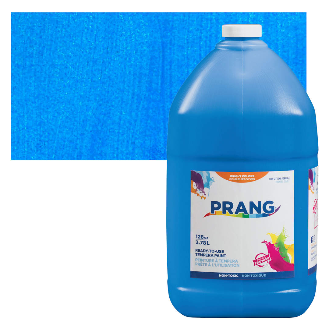 Open in modal - Prang Ready-To-Use Tempera Paint - Turquoise, Gallon bottle and swatch