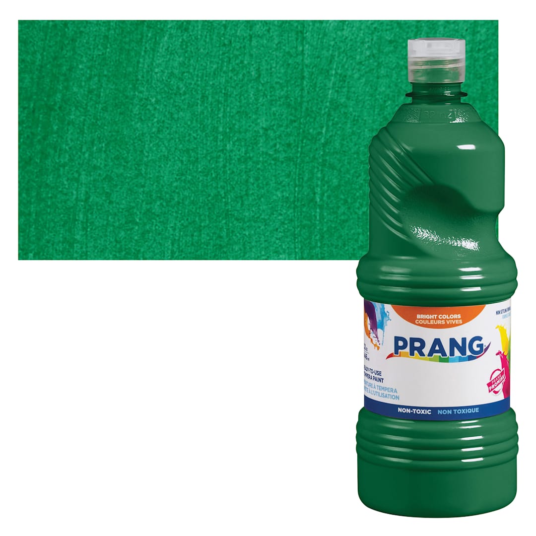 Open in modal - Prang Ready-To-Use Tempera Paint - Green, 32 oz bottle and swatch