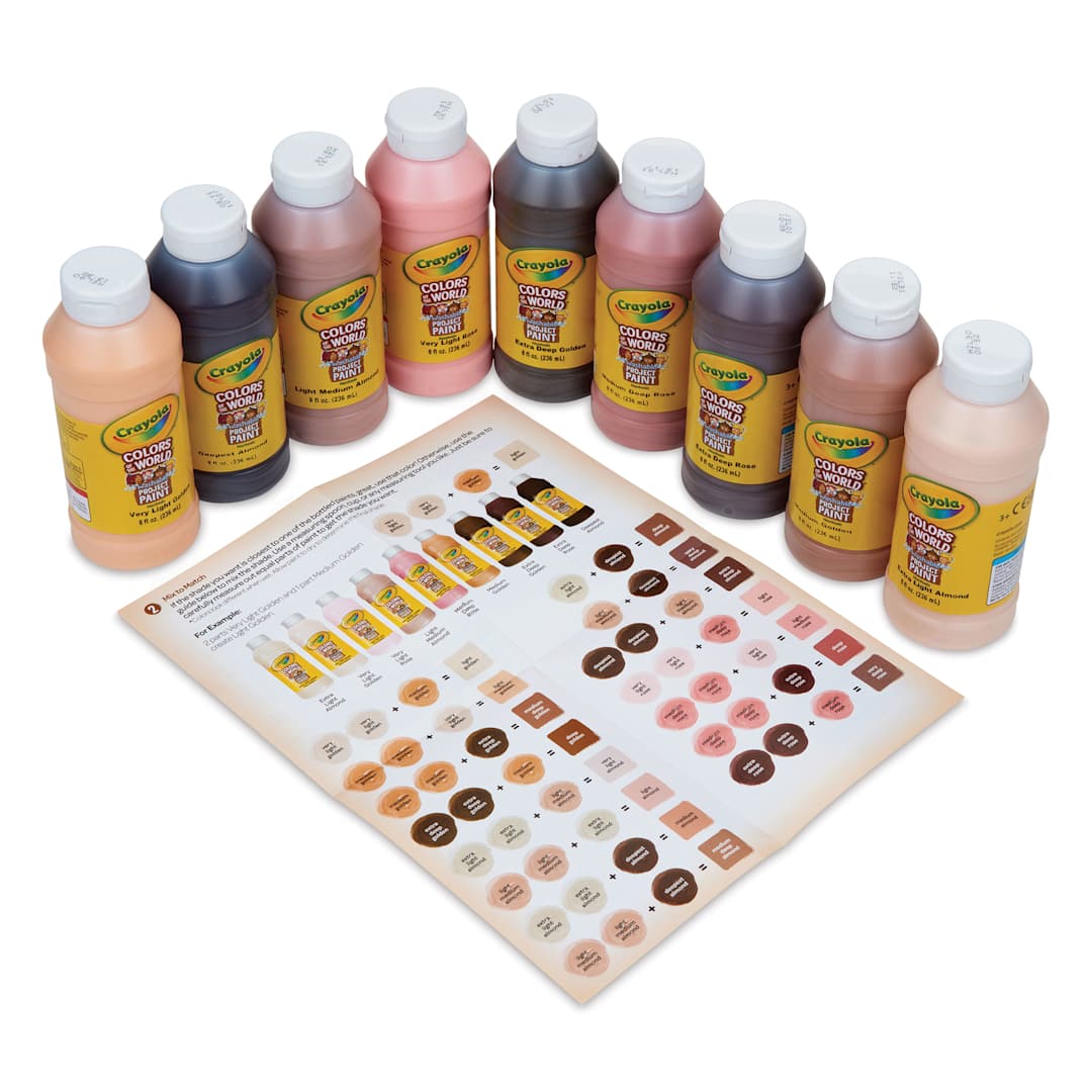 Open in modal - Crayola Colors of the World Washable Project Paint - Set of 9 colors, 8 oz Bottles (out of packaging)