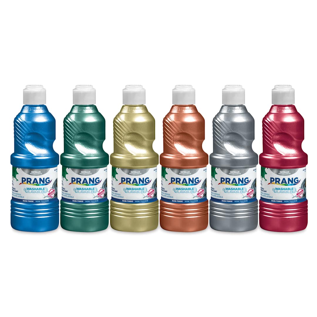 Open in modal - Prang Ready-To-Use Washable Tempera Paints - Metallic Colors, Set of 6, 16 oz bottles