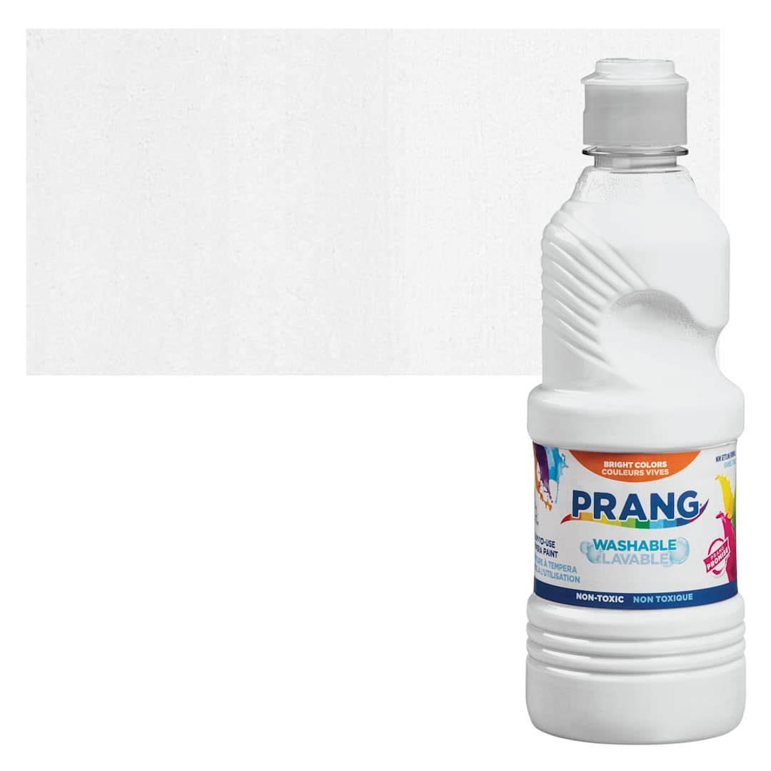 Open in modal - Prang Ready-To-Use Washable Tempera Paint - White, 16 oz bottle and swatch