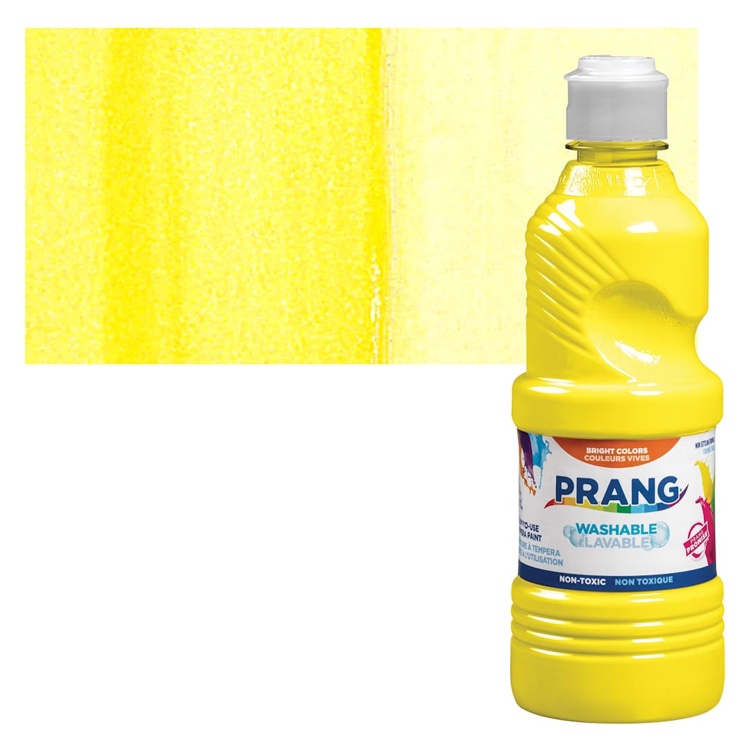 Open in modal - Prang Ready-To-Use Washable Tempera Paint- Yellow, 16 oz bottle and swatch