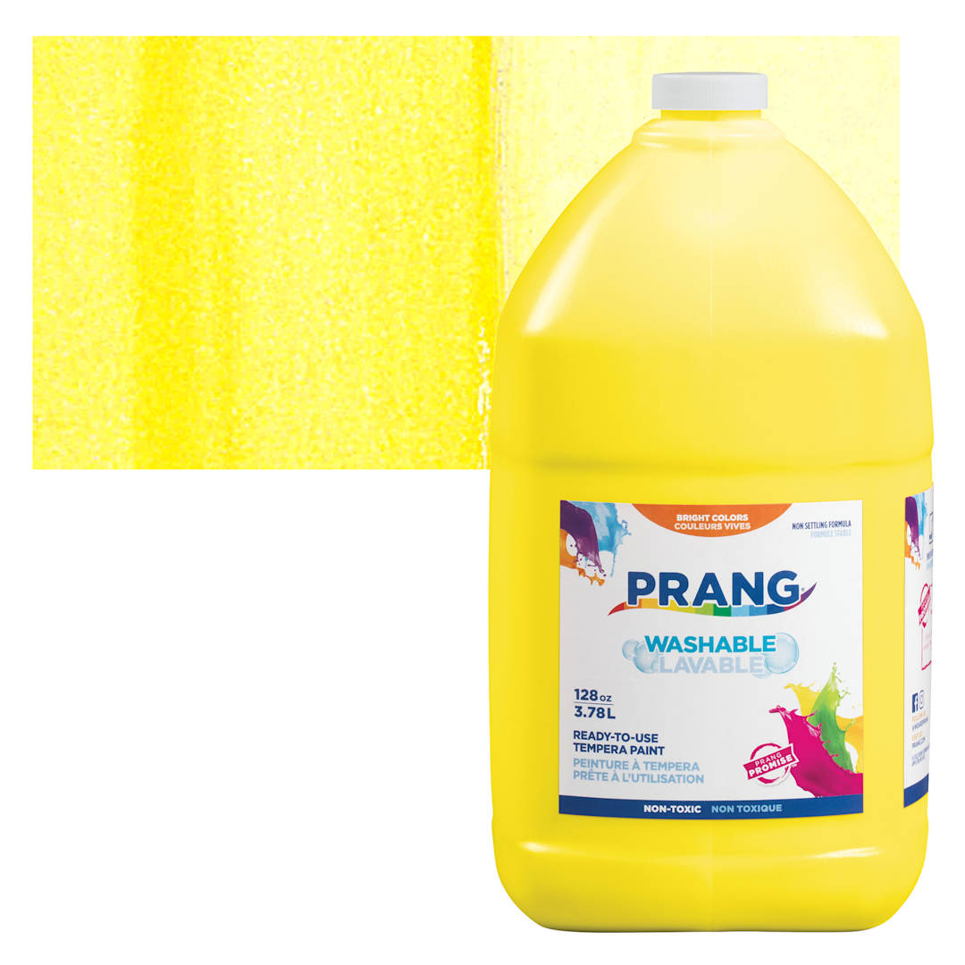 Open in modal - Prang Ready-To-Use Washable Tempera Paint - Yellow, Gallon and swatch