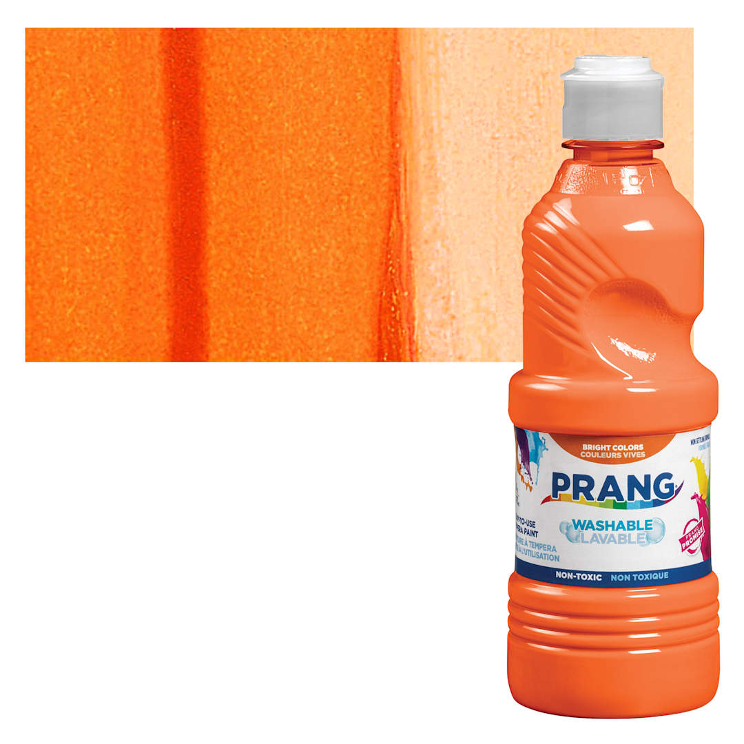 Open in modal - Prang Ready-To-Use Washable Tempera Paint- Orange, 16 oz bottle and swatch