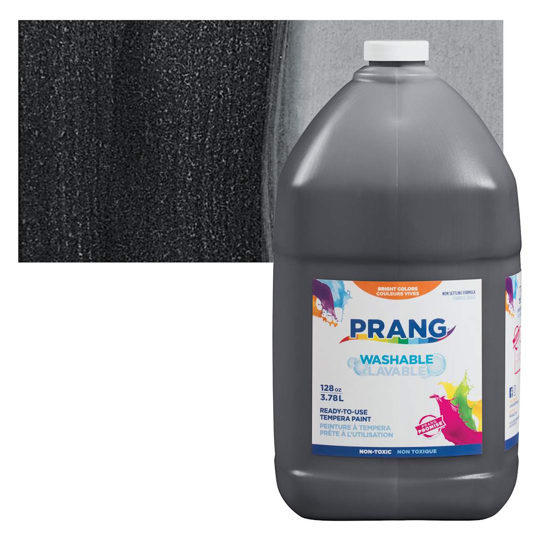 Open in modal - Prang Ready-To-Use Washable Tempera Paint - Black, Gallon and swatch