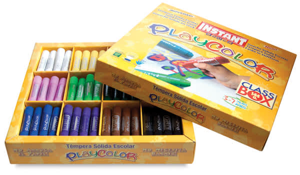 Open in modal - Playcolor Tempera Paint Stick Sets - 144 Pc Pocket Size Standard Colors Class Pack shown open