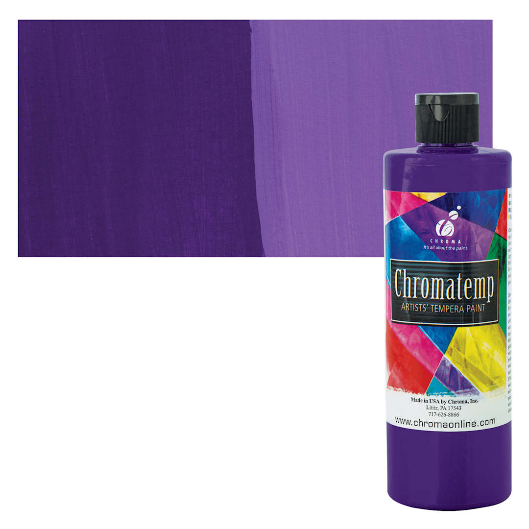 Open in modal - Chroma Chromatemp Artists' Tempera Paint - Violet, Pint and swatch
