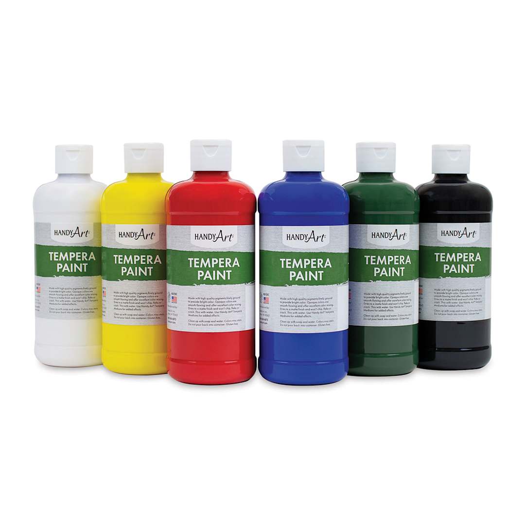 Open in modal - Handy Art Tempera Paint - 6 pint bottles of Assorted colors