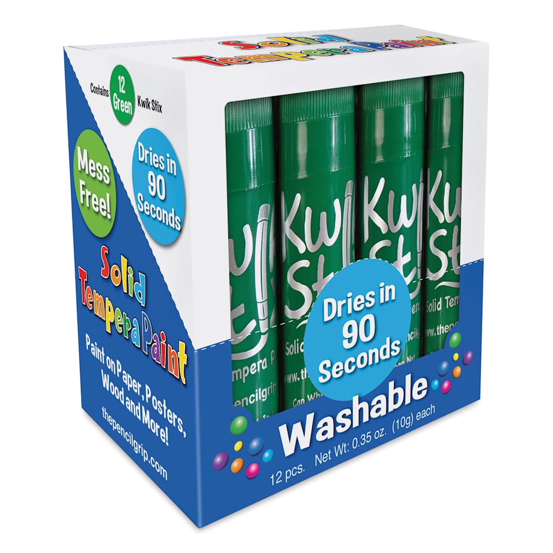 Open in modal - Kwik Stix Tempera Paint Sticks - Green, Set of 12 