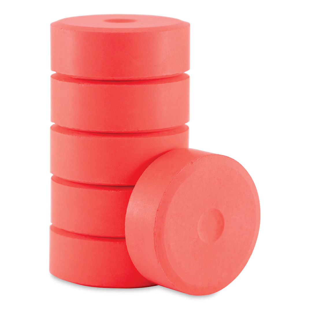 Open in modal - Richeson Tempera Cakes - Fluorescent Red, Pkg of 6, Small Cakes