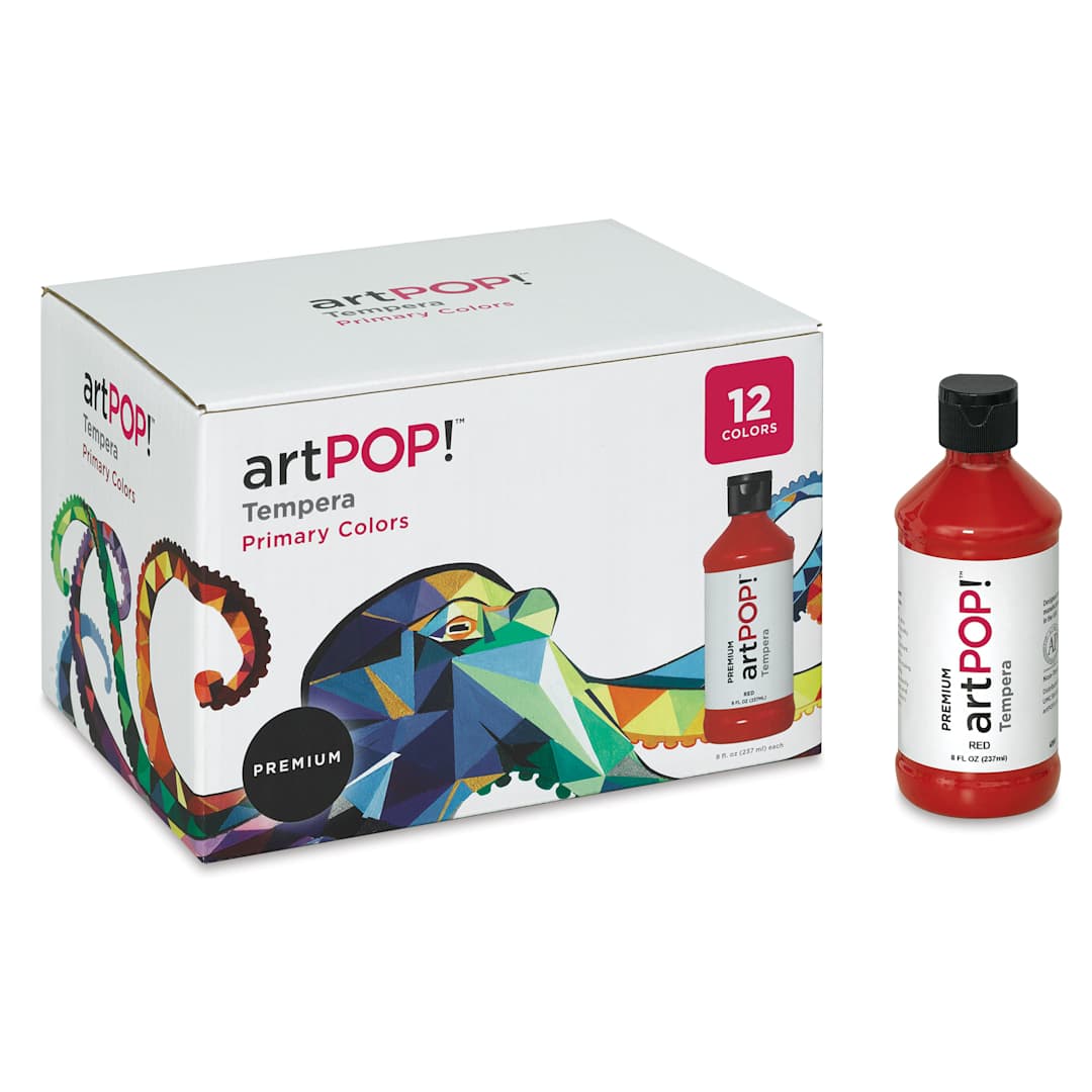 Open in modal - artPOP! Tempera Paint Set - Set of 12 (Red bottle outside packaging)