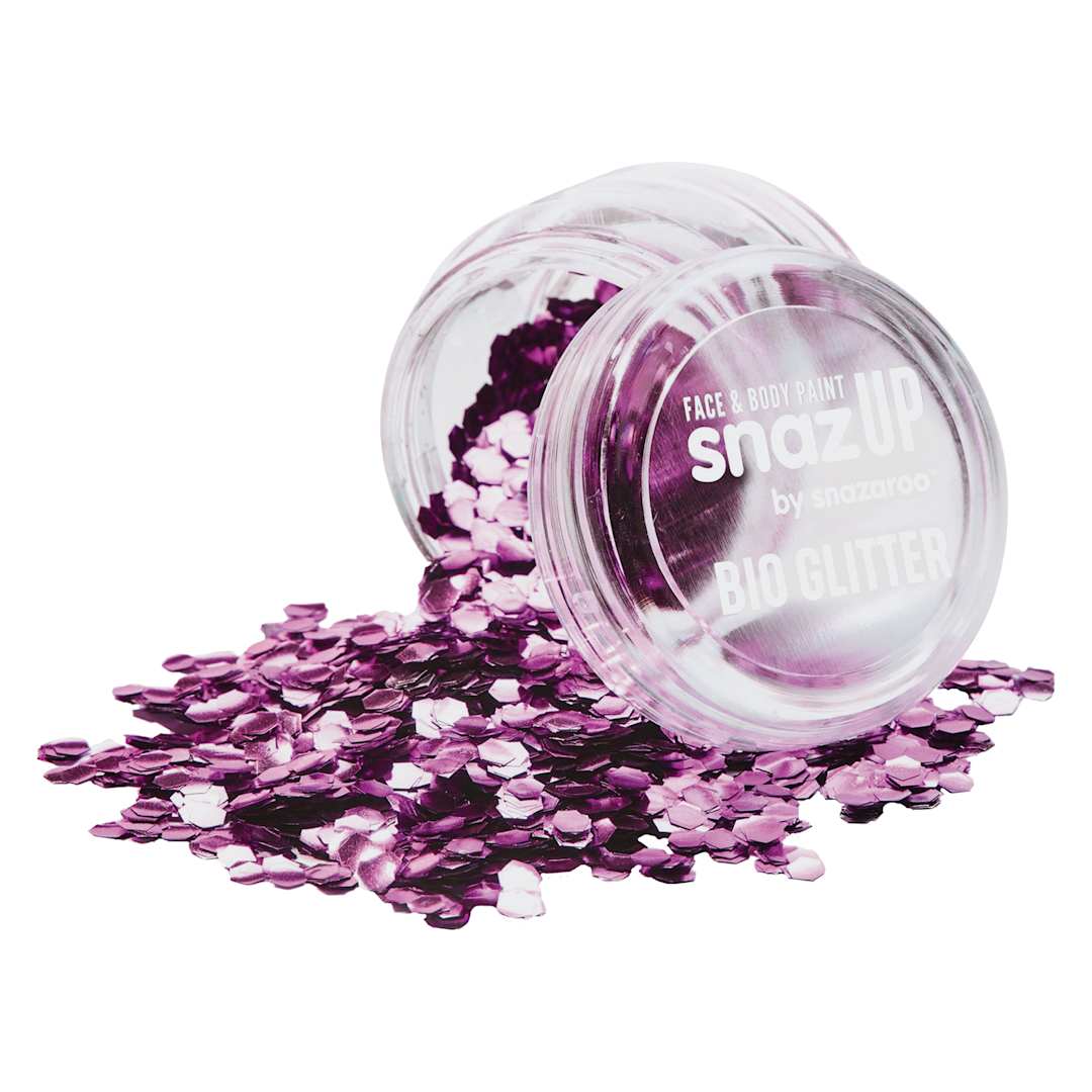 Open in modal - Snazaroo Face & Body Bio Glitter - Fuchsia, Chunky, 3 g (Glitter spilling out of jar)