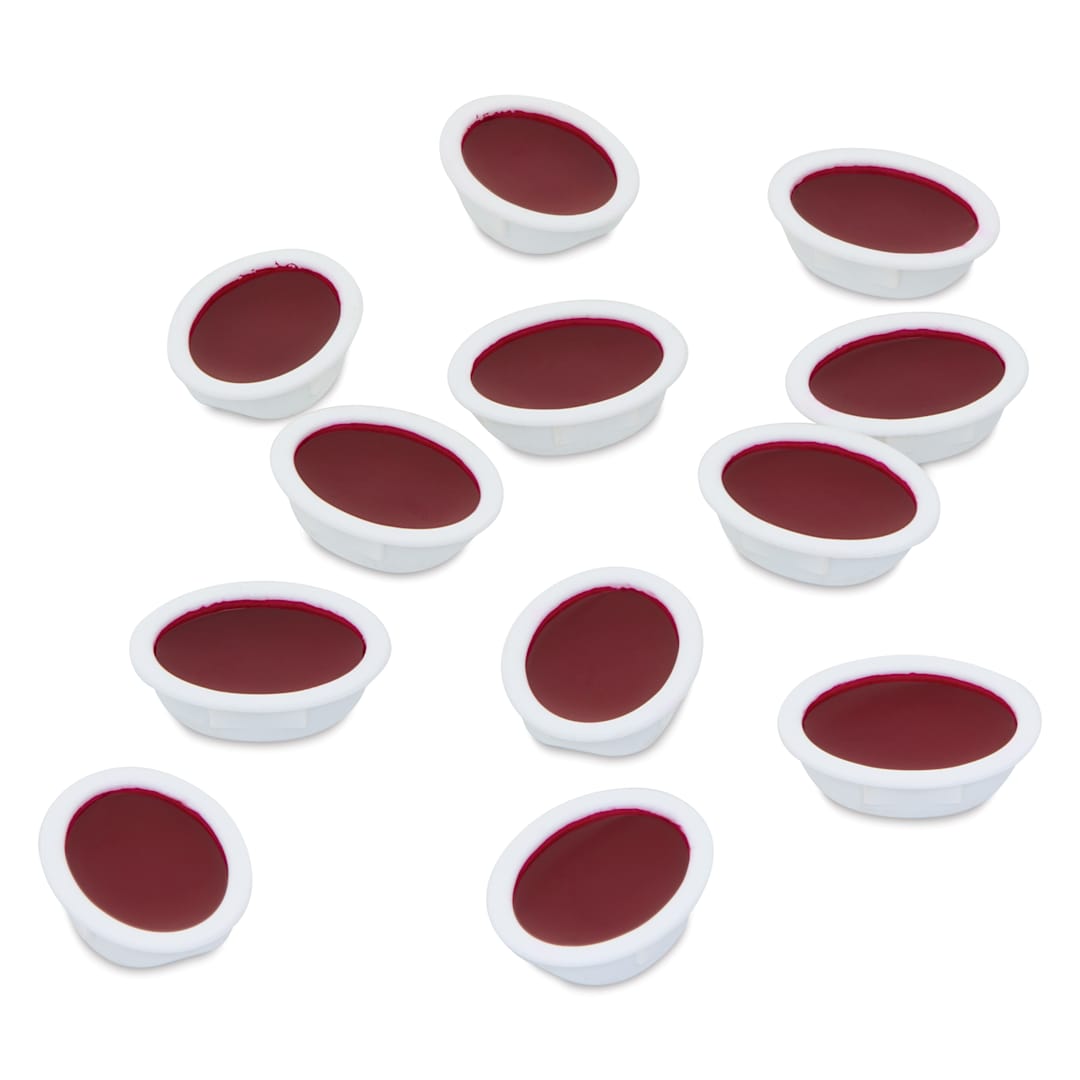 Open in modal - Prang Watercolor Refills - Oval, Pkg of 12 Magenta, Half Pans