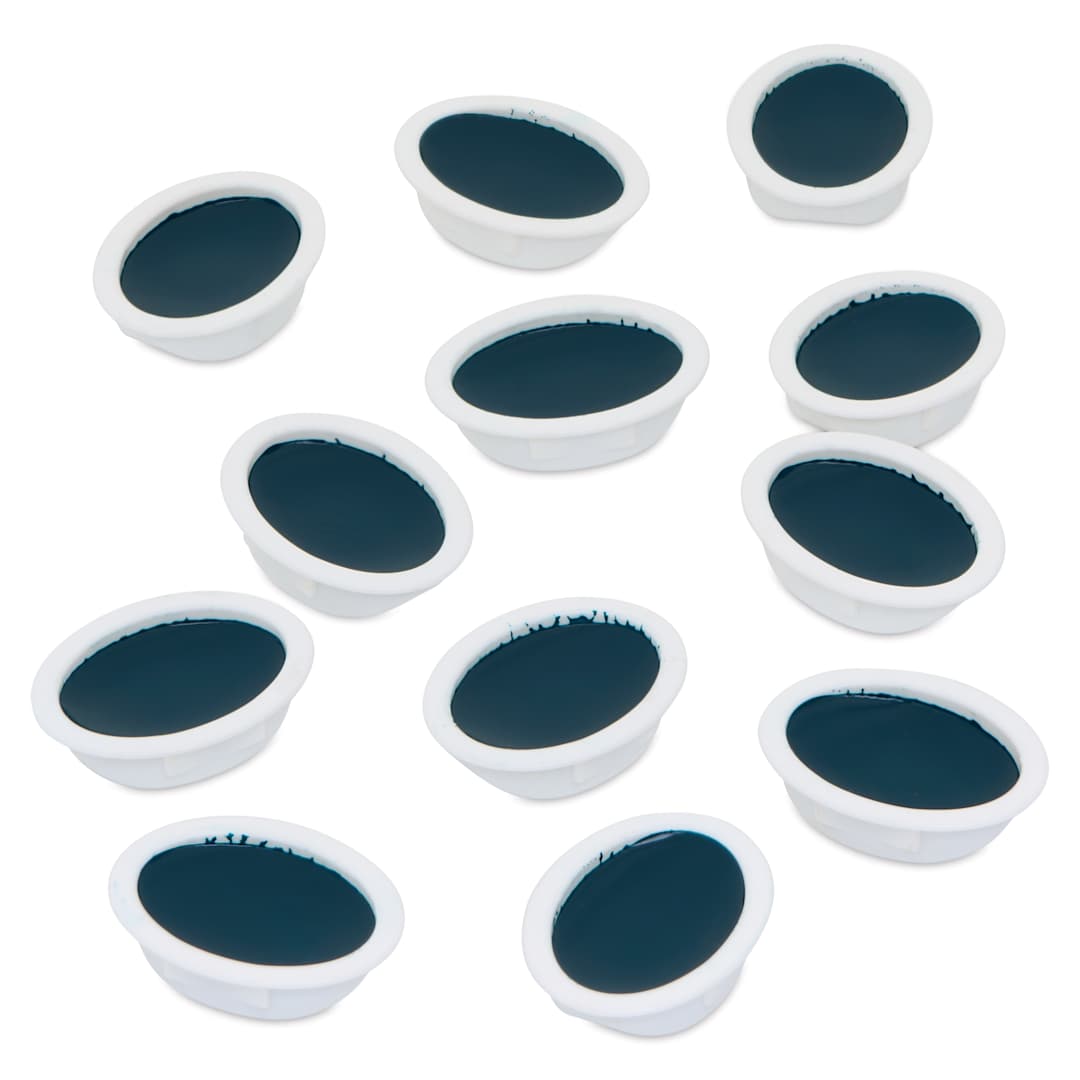 Open in modal - Prang Watercolor Refills - Oval, pkg of 12 Blue-Green, Half Pans