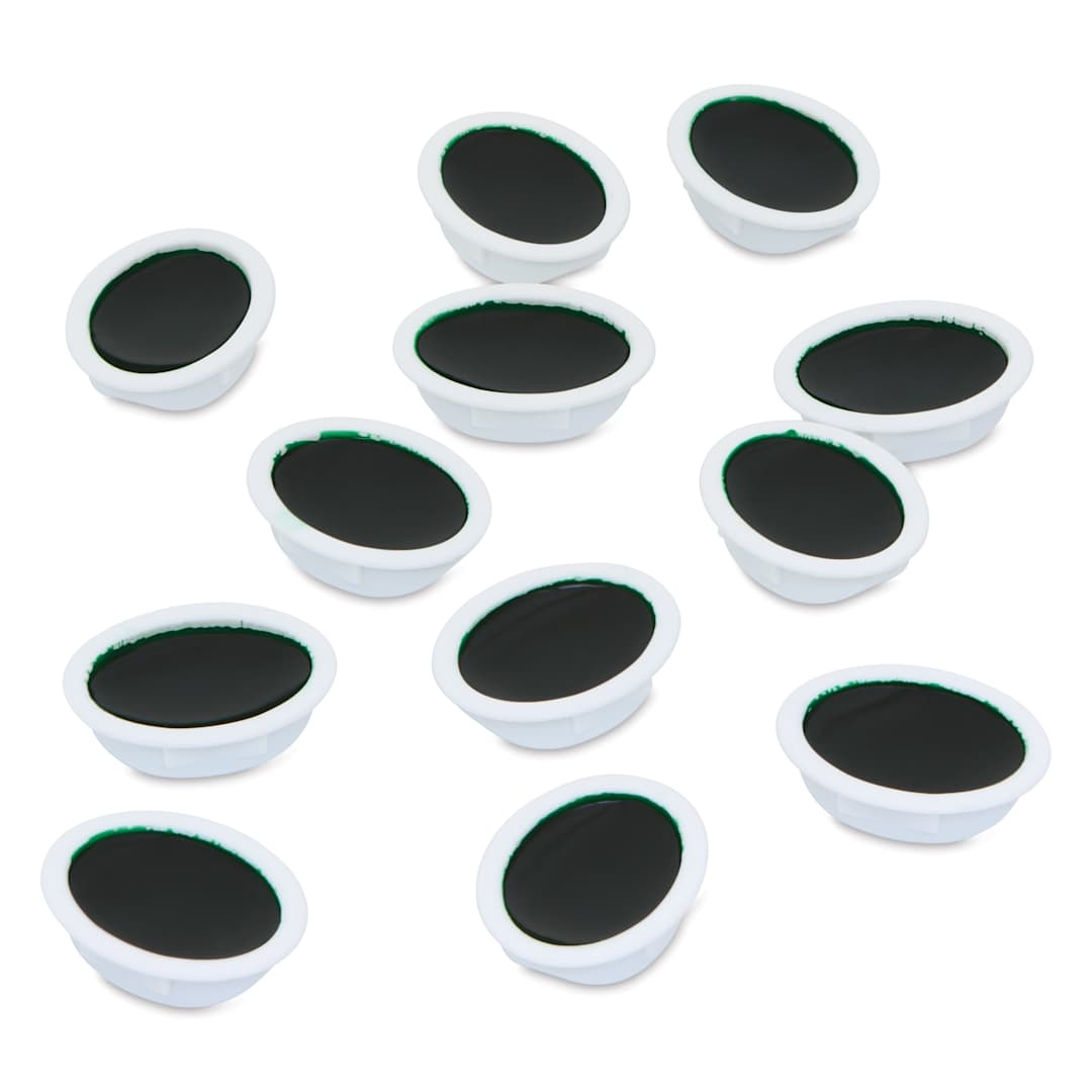 Open in modal - Prang Watercolor Refills - Oval, pkg of 12 Green, Half Pans