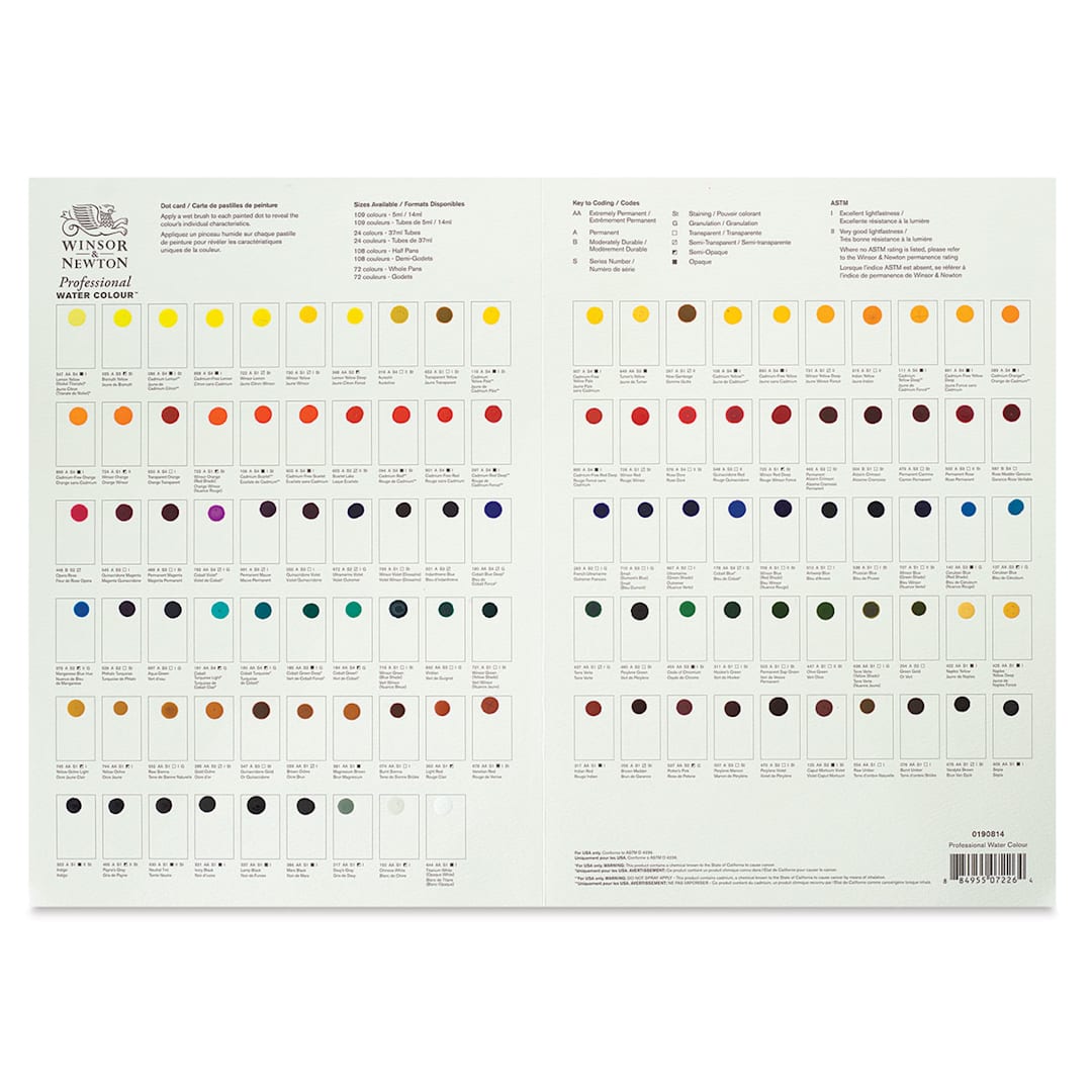 Open in modal - Winsor & Newton Professional Watercolor - Dot Card, 109 Colors