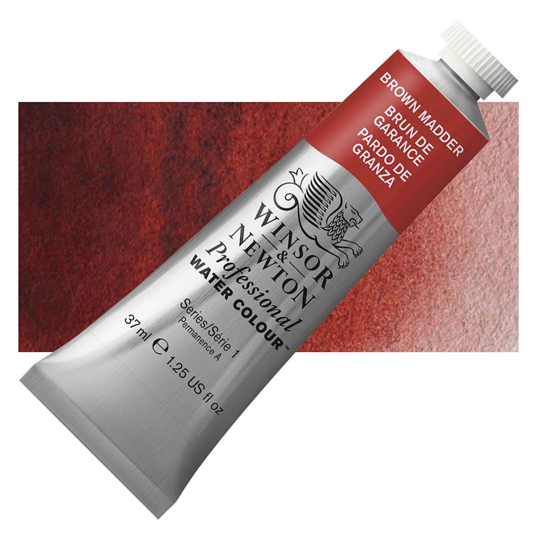Open in modal - Winsor & Newton Professional Watercolor - Brown Madder, 37 ml Tube and swatch