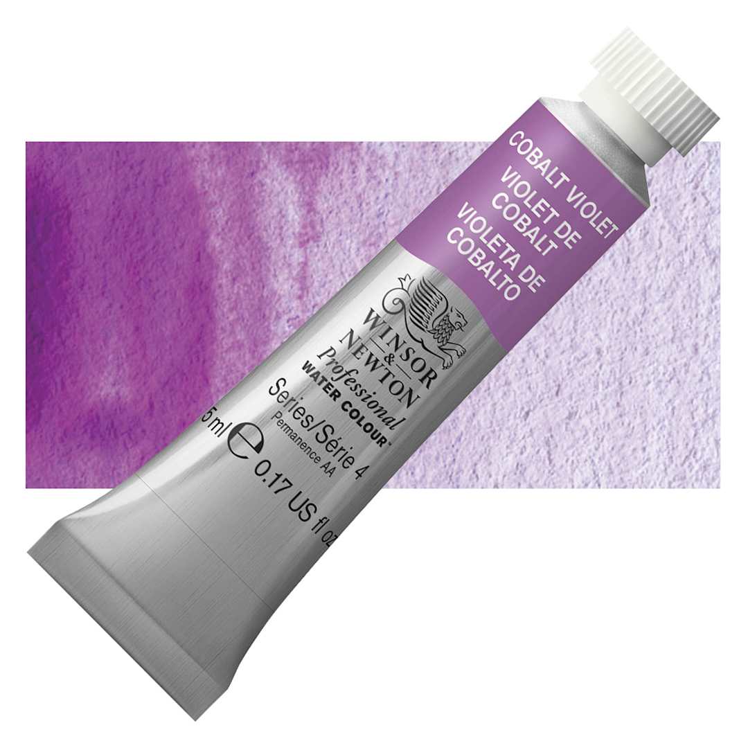 Open in modal - Winsor & Newton Professional Watercolor - Cobalt Violet, 5 ml Tube and swatch
