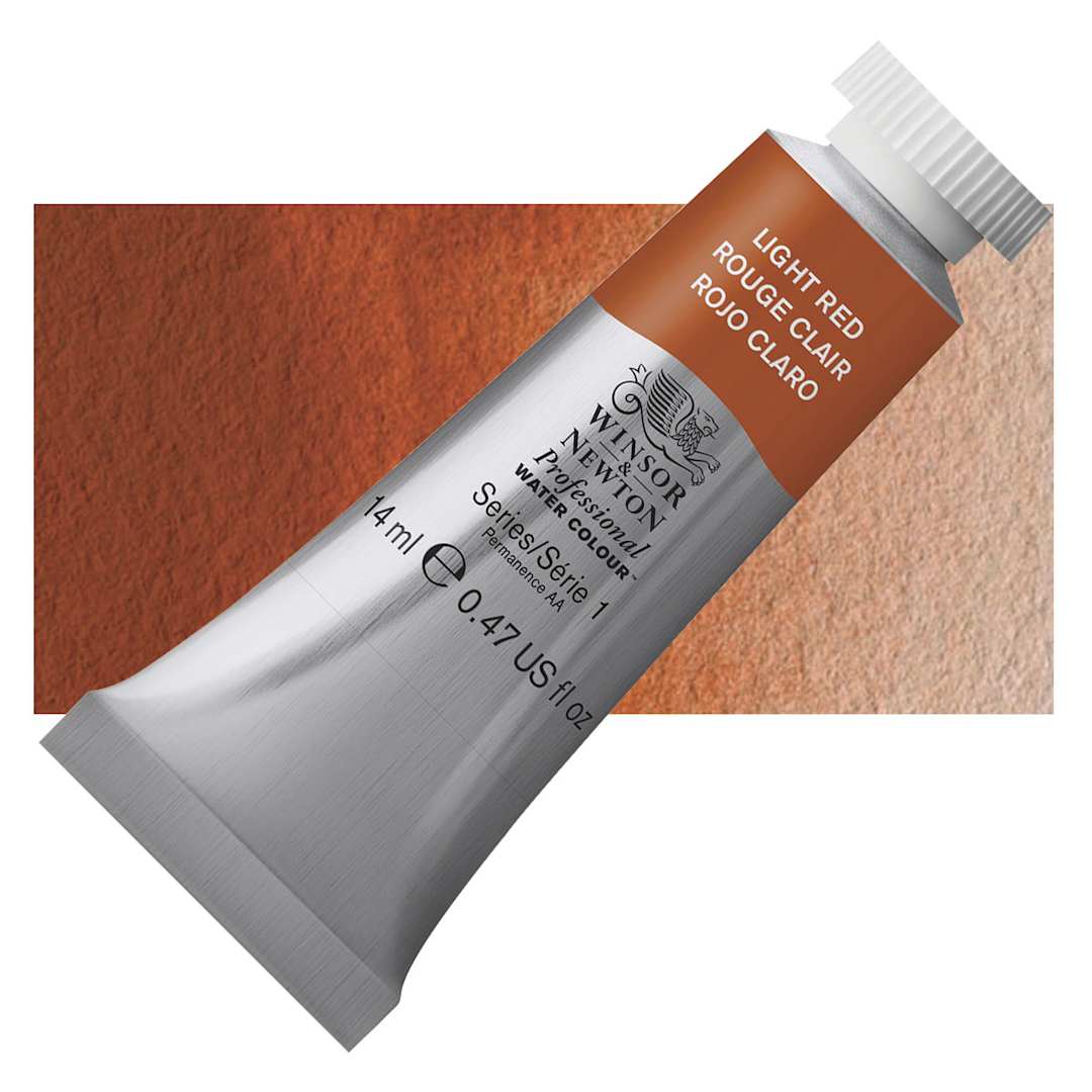 Open in modal - Winsor & Newton Professional Watercolor - Light Red, 14 ml Tube and swatch