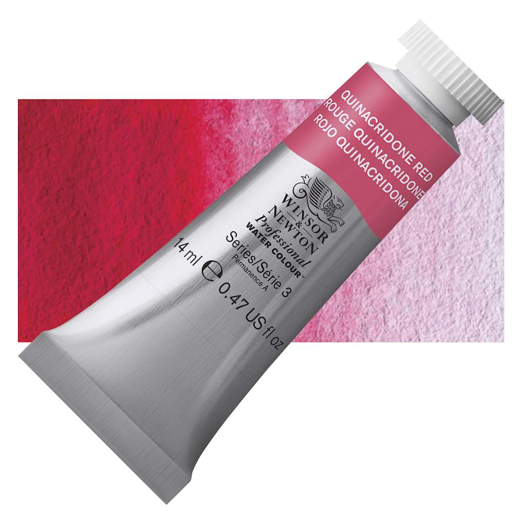 Open in modal - Winsor & Newton Professional Watercolor - Quinacridone Red, 14 ml Tube and swatch