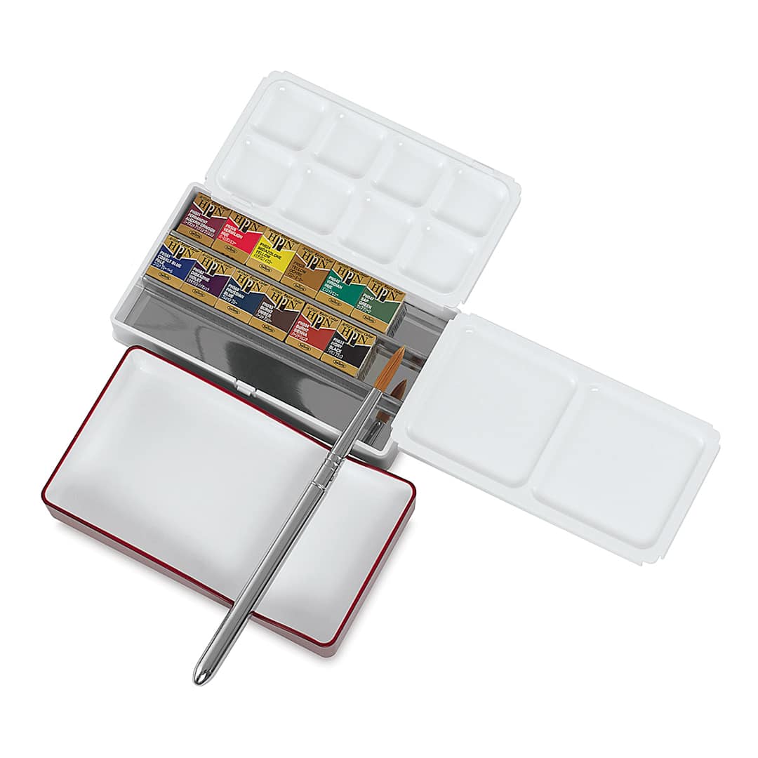 Open in modal - Holbein Artists' Watercolor Half Pans - Set of 12, Assorted Colors