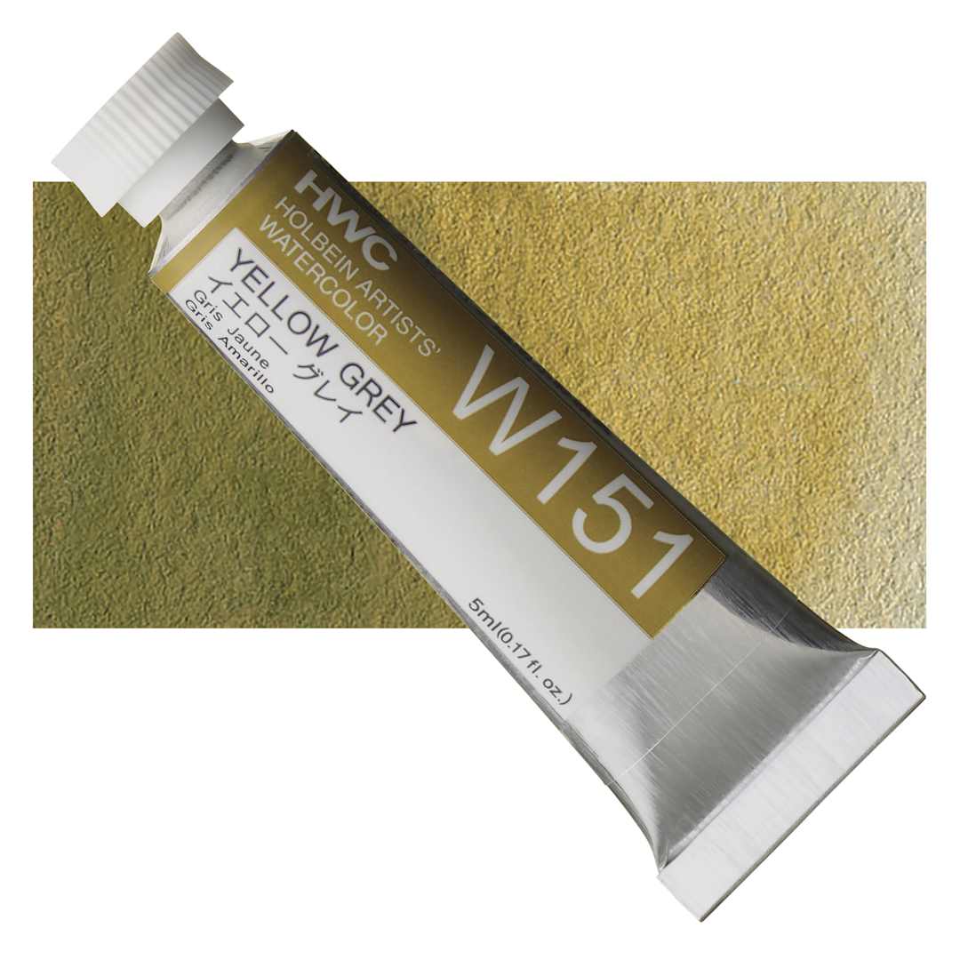 Open in modal - Holbein Artists' Watercolor - Yellow Grey, 5 ml tube and swatch