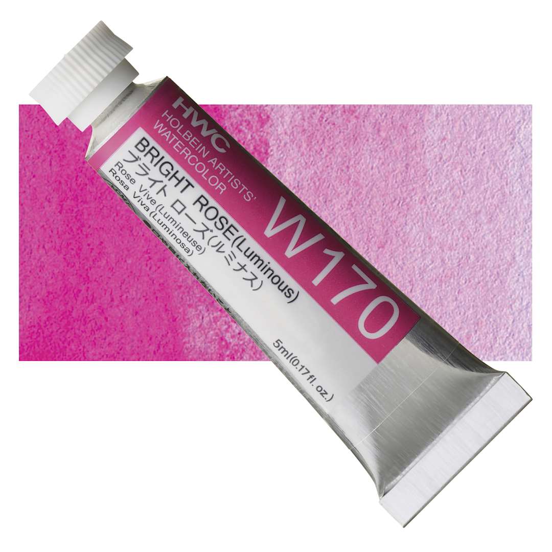 Open in modal - Holbein Artists' Watercolor - Bright Rose, 5 ml tube and swatch