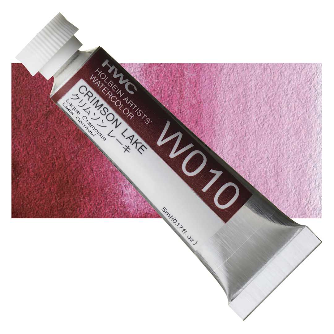 Open in modal - Holbein Artists' Watercolor - Crimson Lake, 5 ml tube and swatch