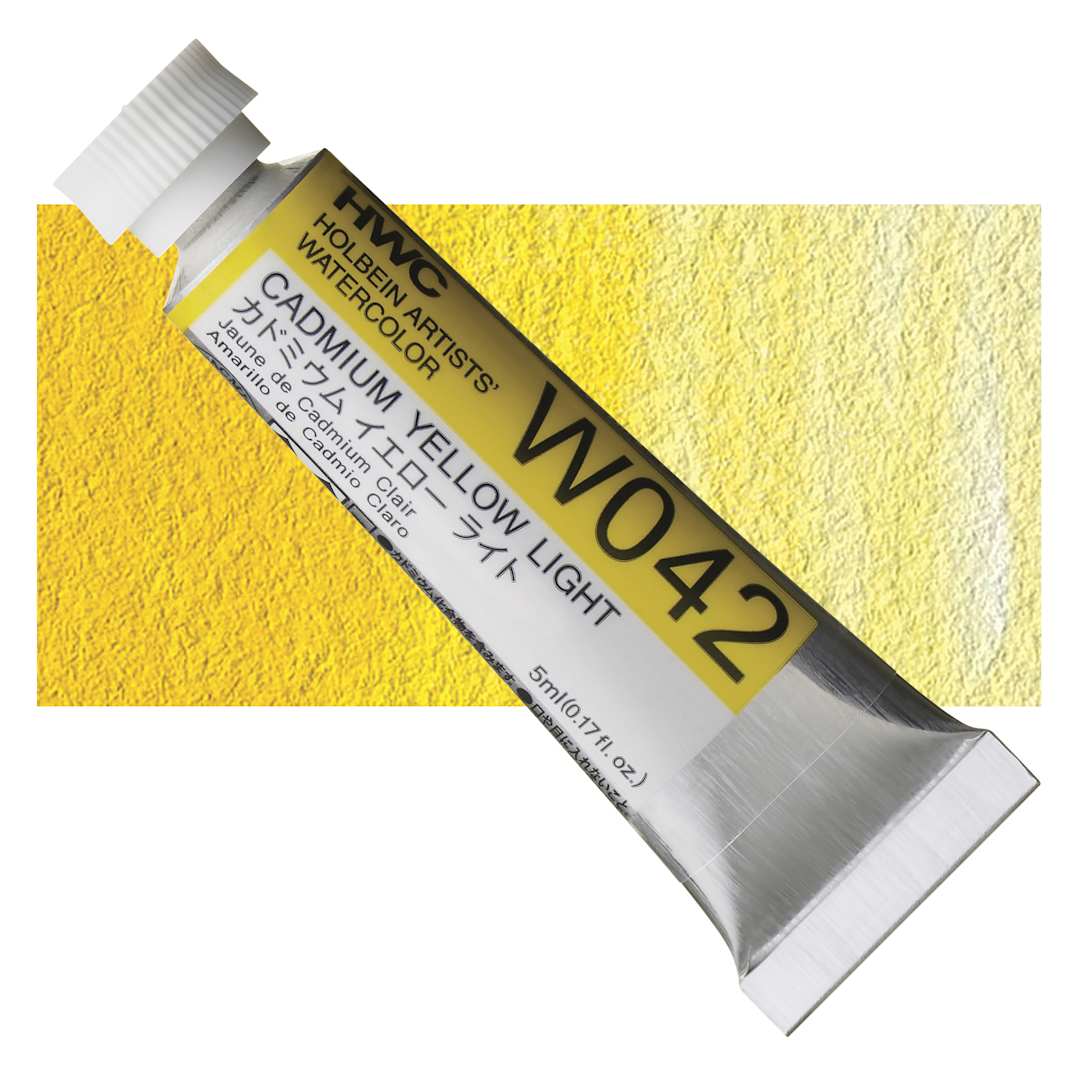 Open in modal - Holbein Artists' Watercolor - Cadmium Yellow Light, 5 ml tube and swatch