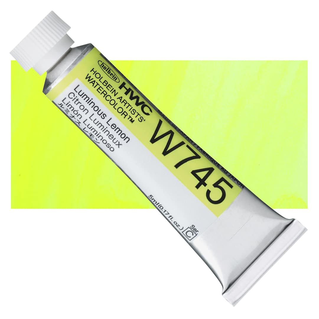 Open in modal - Holbein Artists' Watercolor - Luminous Lemon, 5 ml Tube and swatch