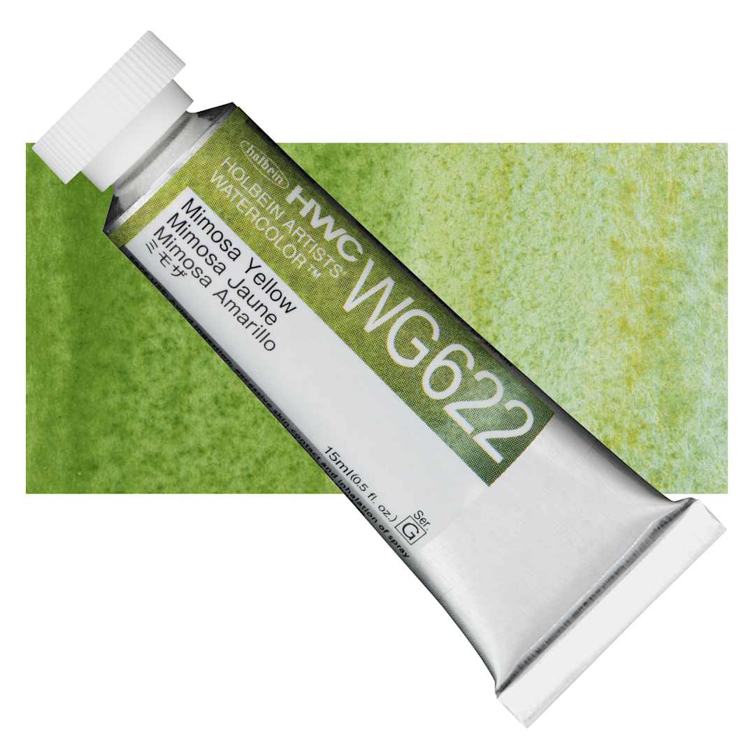 Open in modal - Holbein Artists' Watercolor - Mimosa Yellow, 15 ml tube and swatch