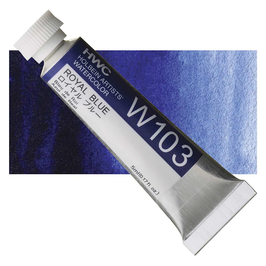 Open in modal - Holbein Artists' Watercolor - Royal Blue, 5 ml tube and swatch