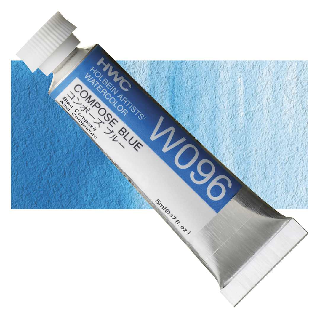 Open in modal - Holbein Artists' Watercolor - Compose Blue, 5 ml tube and swatch