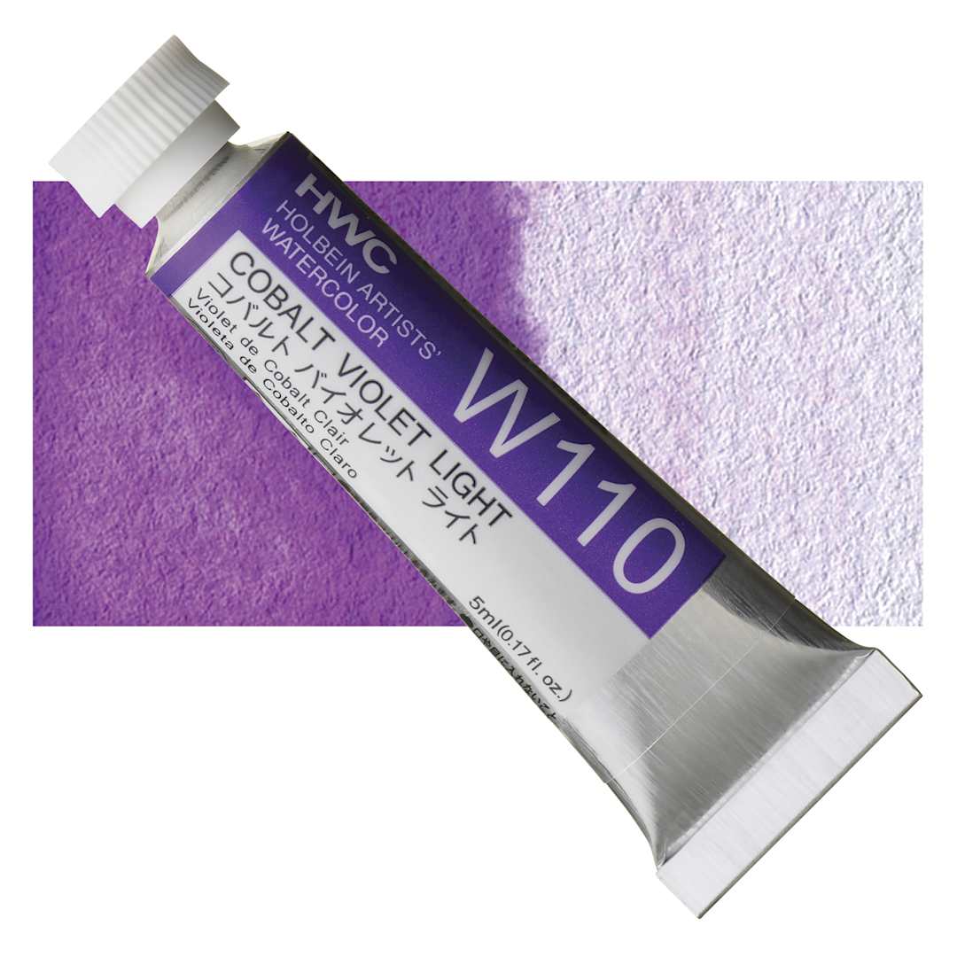 Open in modal - Holbein Artists' Watercolor - Cobalt Violet Light, 5 ml tube and swatch