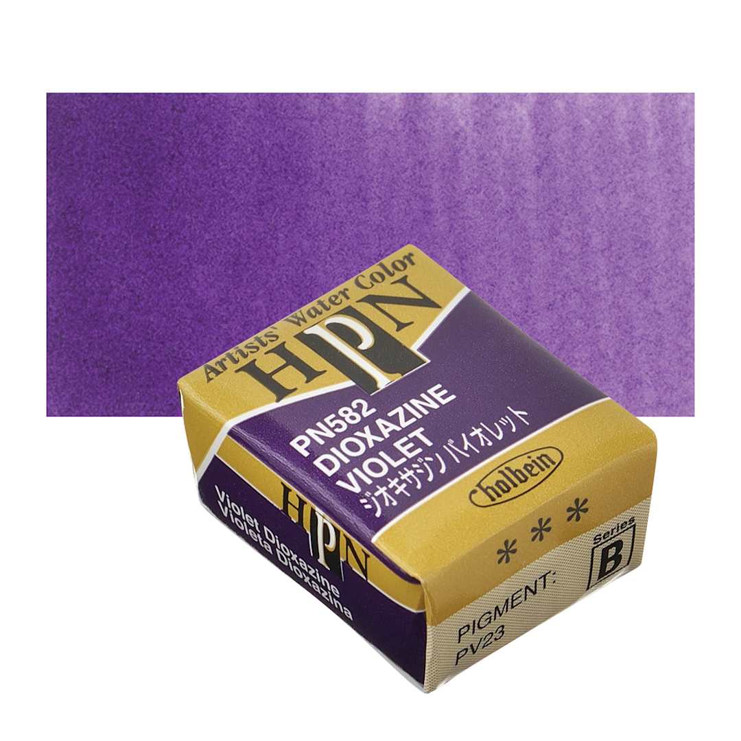 Open in modal - Holbein Artists' Watercolor Half Pan - Dioxazine Violet and swatch
