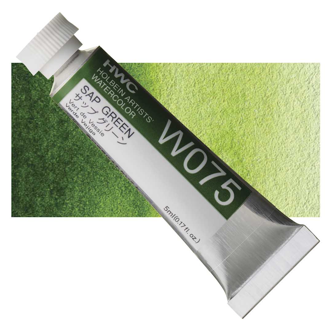Open in modal - Holbein Artists' Watercolor - Sap Green, 5 ml tube and swatch