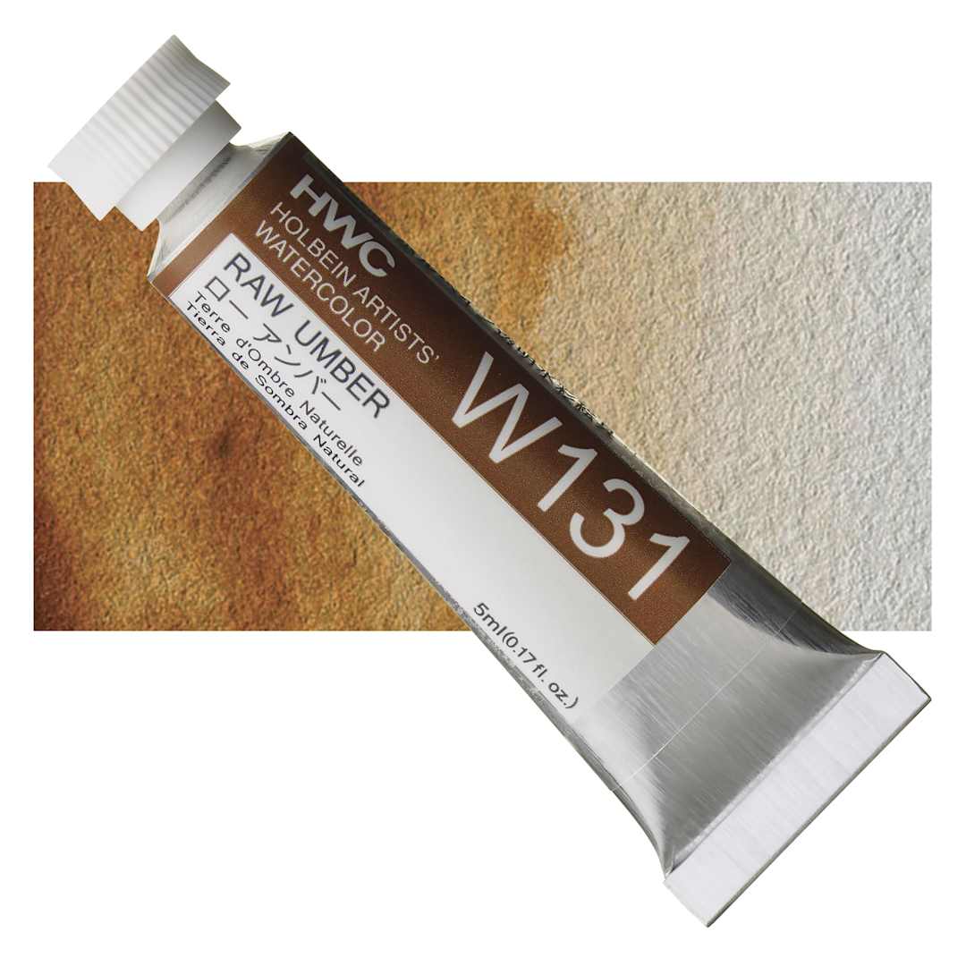Open in modal - Holbein Artists' Watercolor - Raw Umber, 5 ml tube and swatch