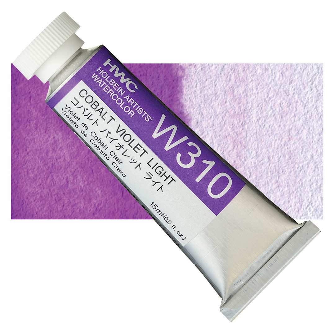 Open in modal - Holbein Artists' Watercolor - Cobalt Violet Light, 15 ml tube and swatch